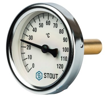 Термометр Stout биметаллический с погружной гильзой. Корпус Dn 63 мм, гильза 50 мм 1/2 (арт. SIM-0001-635015)