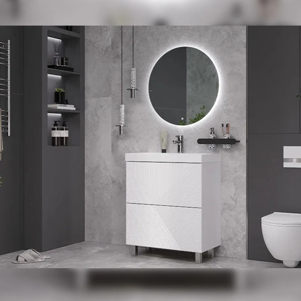 Тумба с раковиной напольная Velvex Edge tn.EDG.9696.70.2Y белый глянец, 70 см