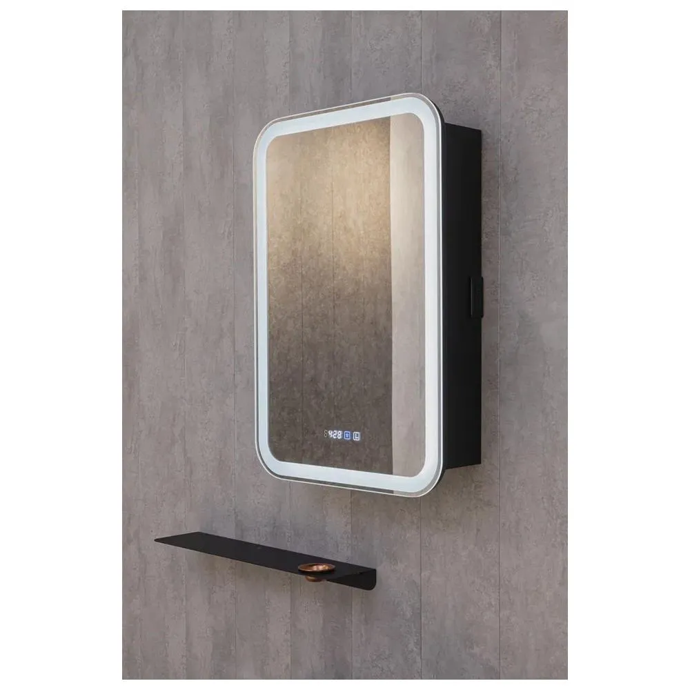 Зеркало-шкаф Silver Mirrors Фиджи BLACK 60 - 4.2 правый (часы, ТХ, сенсорный выключатель)