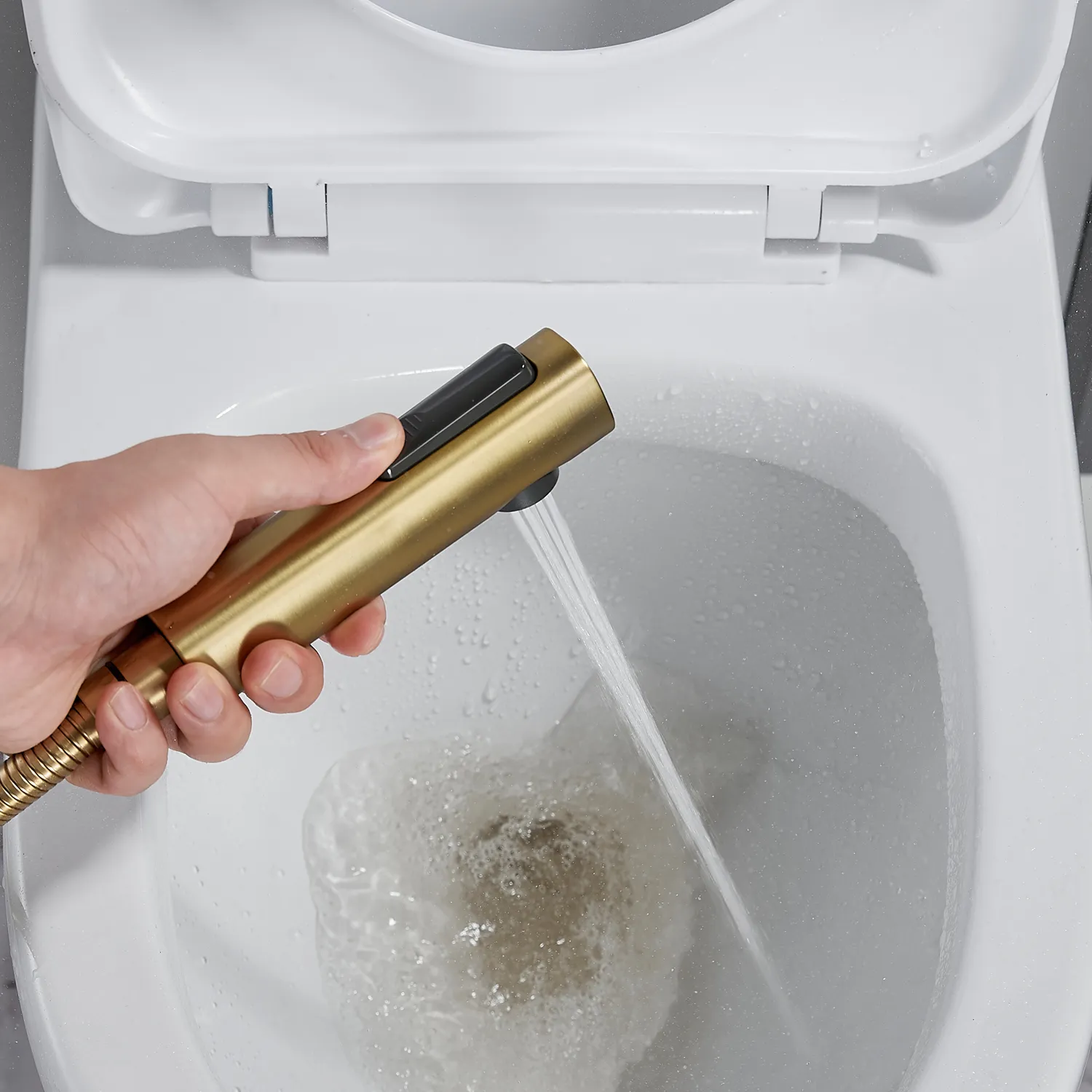 Гигиенический душ со смесителем Shevanik S4105G-1, золотой сатин