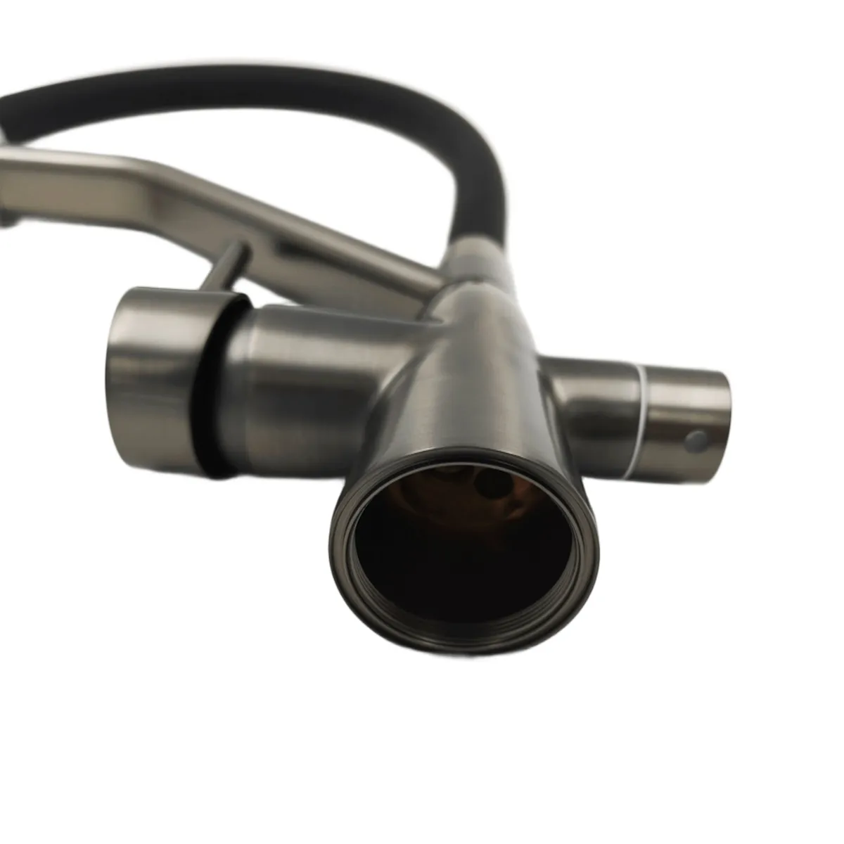 Смеситель для кухни с гибким изливом и подключением фильтра Maretti Eleganza EN31RGF14, оружейная сталь