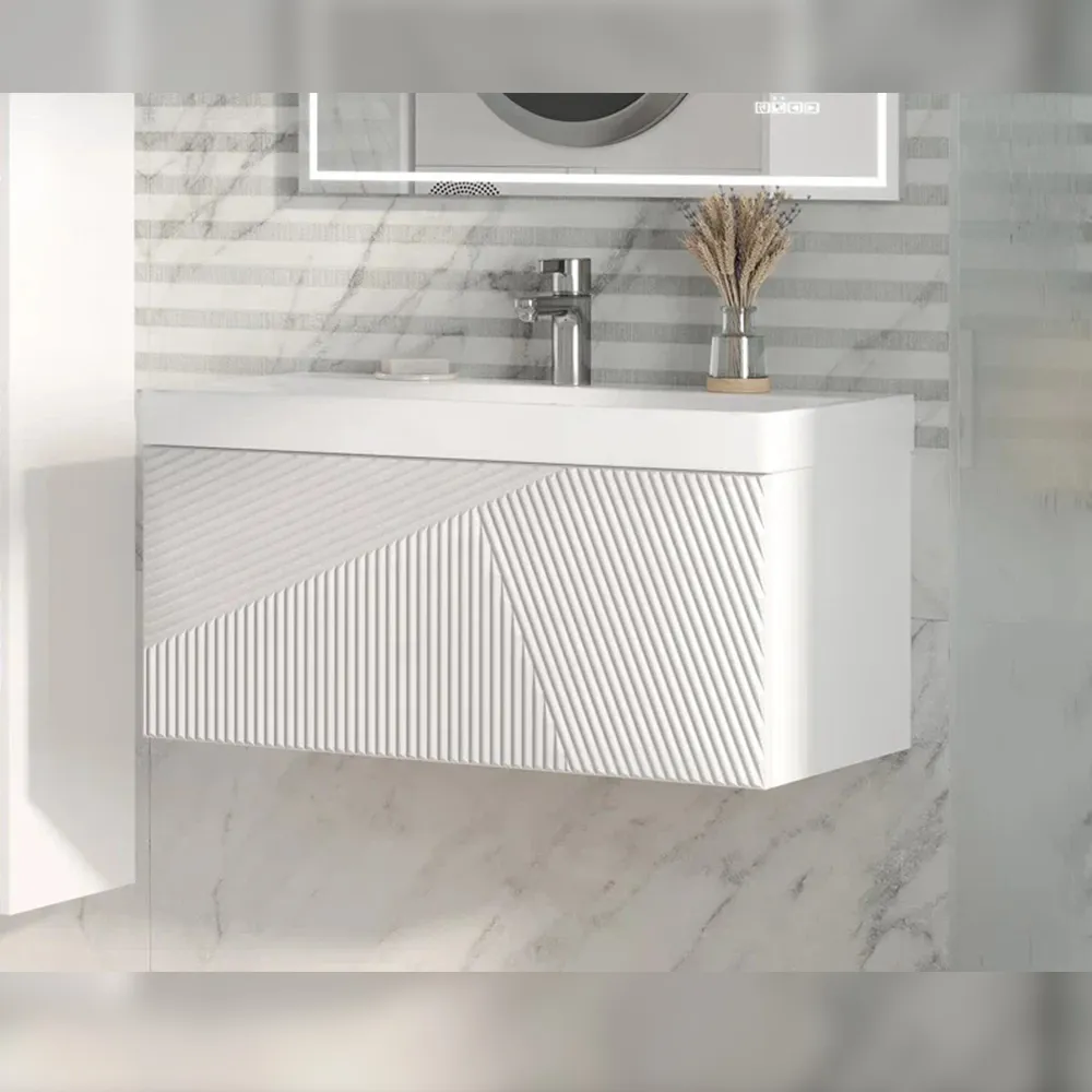 Тумба с раковиной подвесная Velvex Edge tp.EDG.9696.80.1Y белый глянец, 80 см