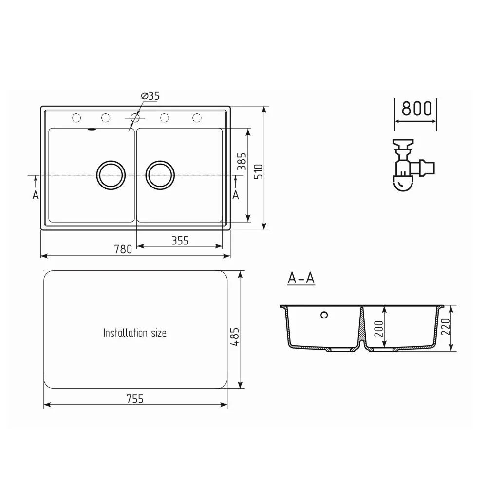 Кухонная мойка Ulgran Quartz Ruma 780-02, лен