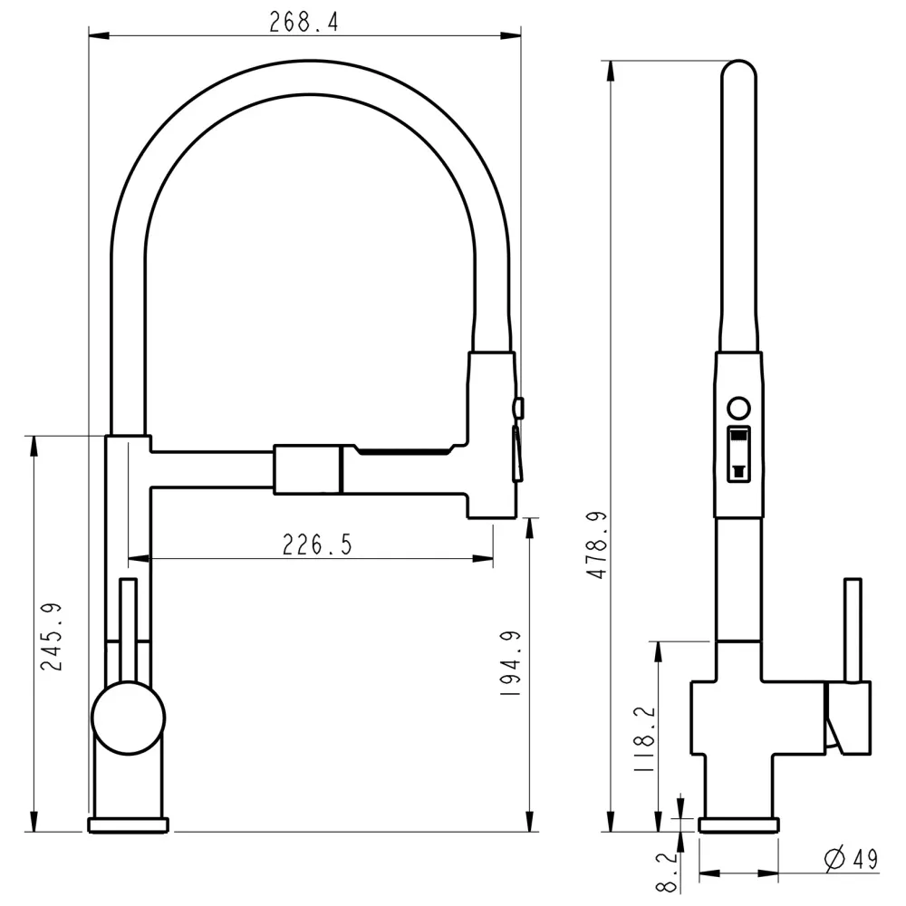Смеситель для кухни с гибким изливом и режимом душ Fmark FS0152C-07, матовое золото