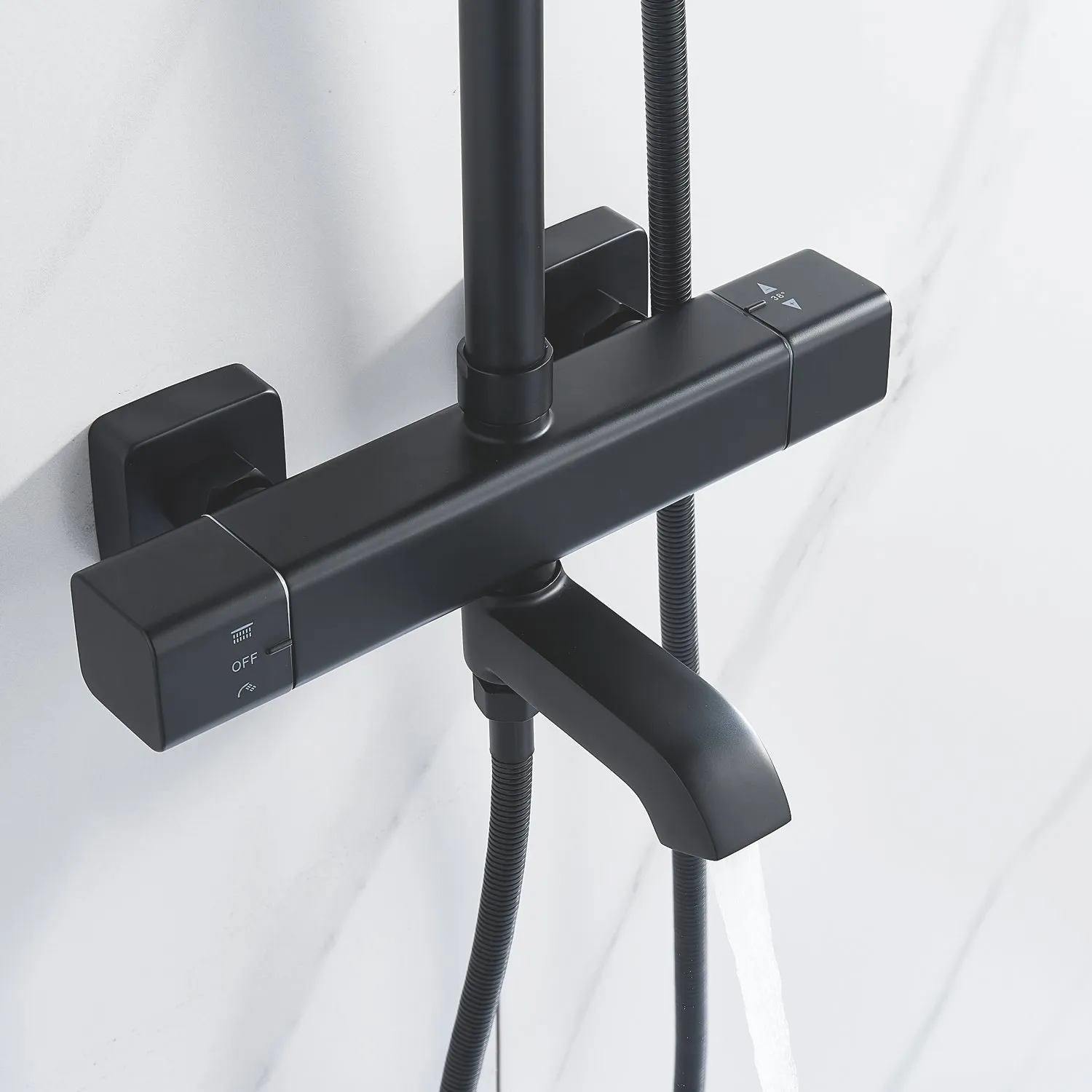 Душевая система c термостатом Shevanik S3096H, черный