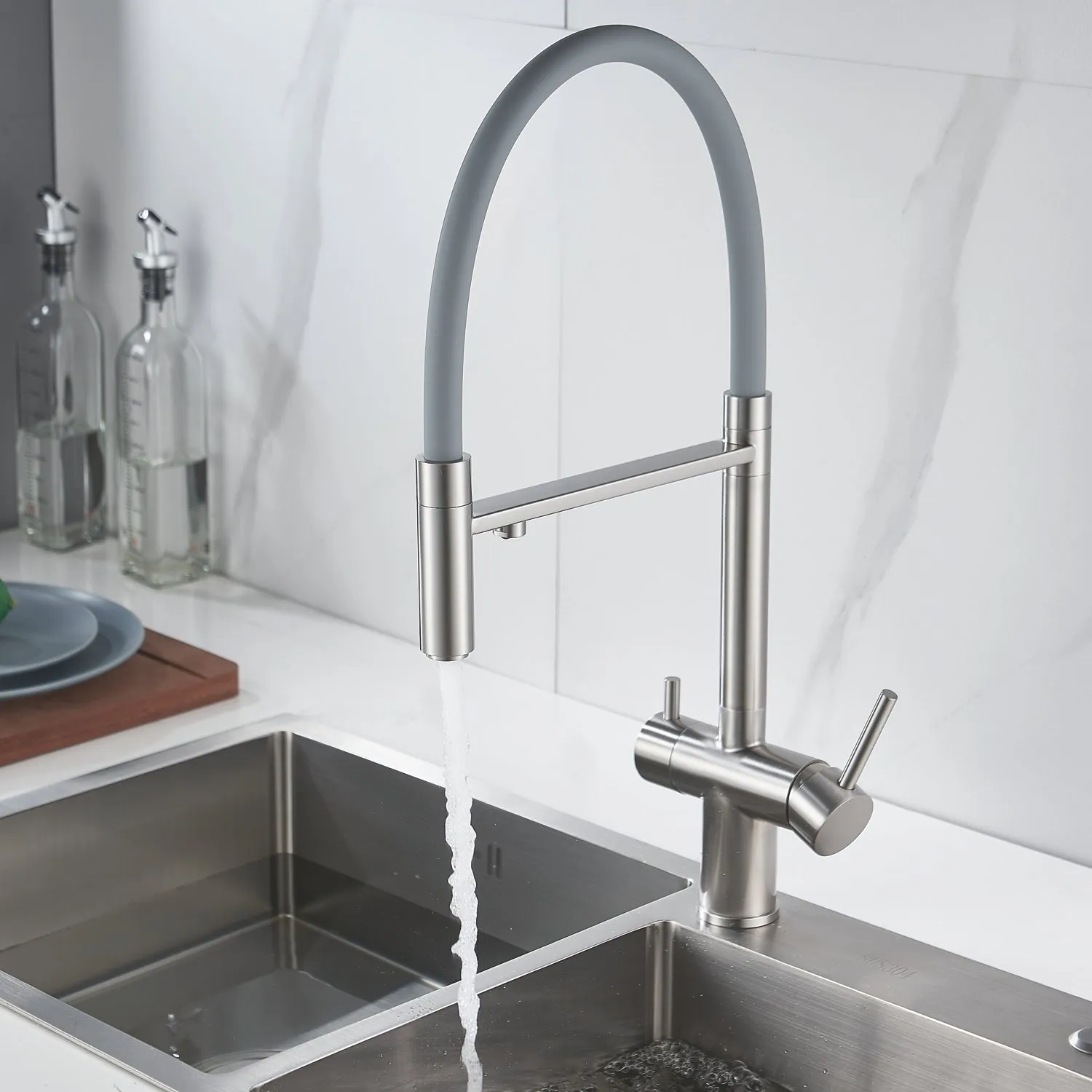 Смеситель для кухни с подключением фильтра Shevanik S178L, сатин