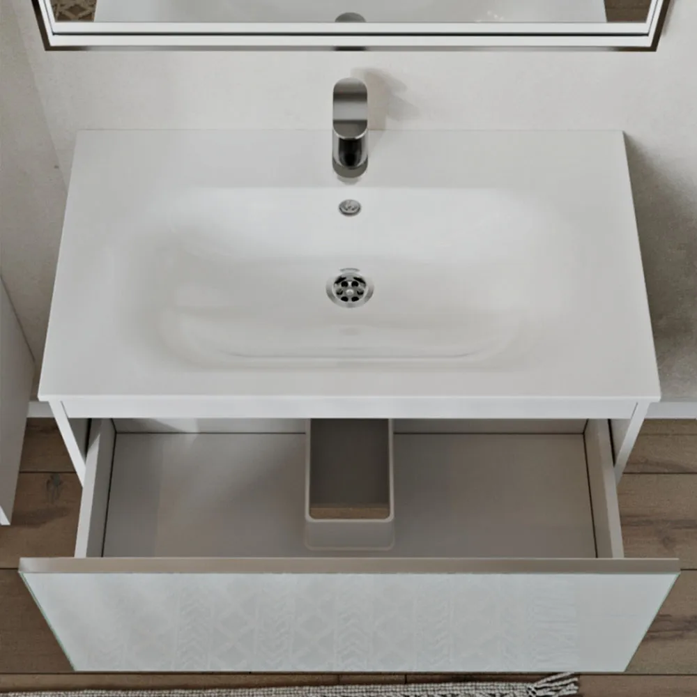 Тумба с раковиной подвесная (80см) Terminus Vega VEG10801900301OSL, белый