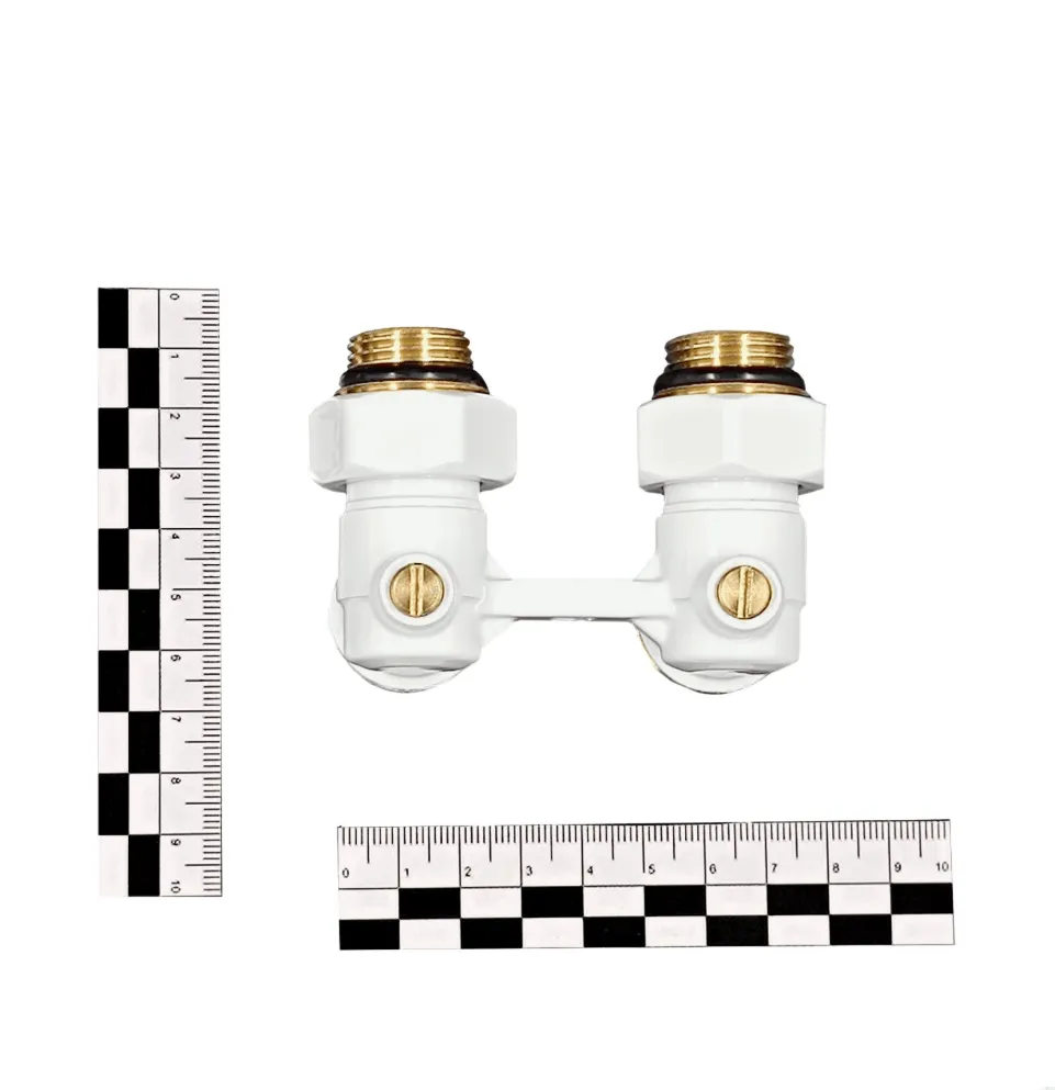 Угловой Н-образный клапан Primoclima Armature для нижнего подключения 3/4"х1/2", белый