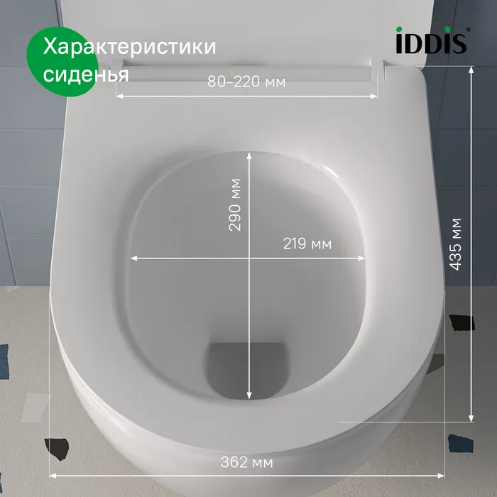 Универсальное сиденье для унитаза, 006, дюропласт, Soft Close, Easy Fix, IDDIS, 006DPSEi31