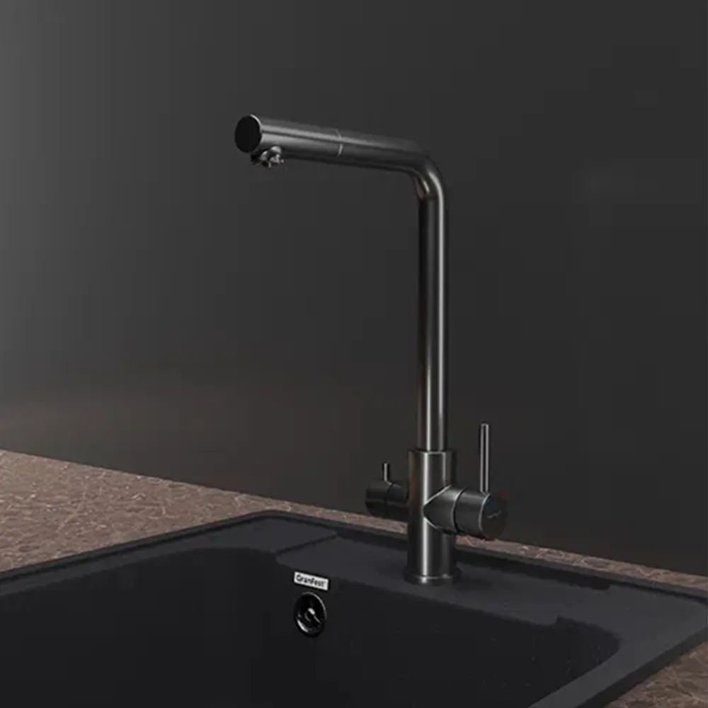 Смеситель для кухни с подключением фильтра GranFest Z-5421, графит