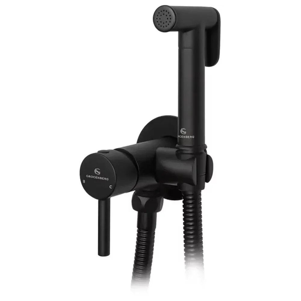 Гигиенический душ со смесителем встраиваемый Grocenberg GB001BL, черный