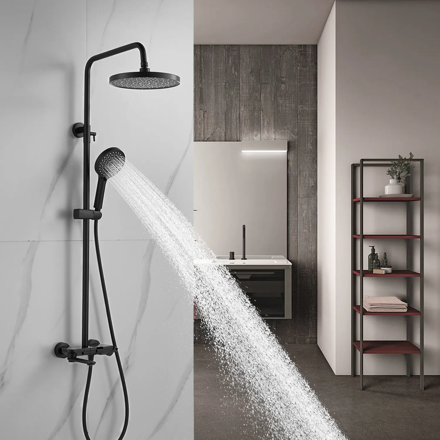 Душевая система Shevanik S4726H, черный