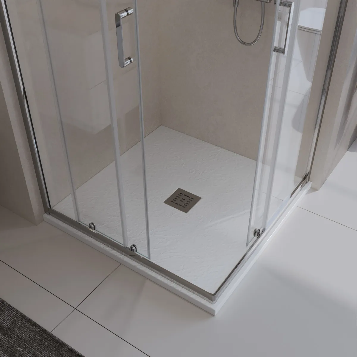 Душевой поддон из искусственного мрамора в комплекте с сифоном BelBagno Uno 800х800 мм, белый (TRAY-MR-UNO-A-80-35-W-CR)