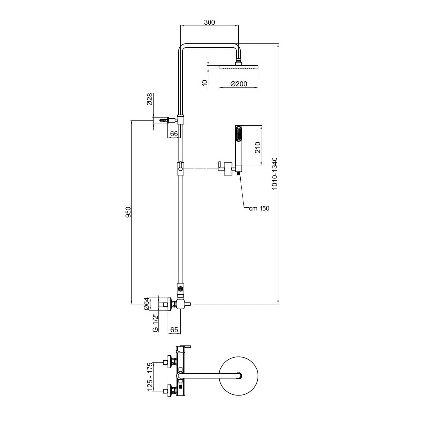 Душевая система Webert Azeta AZ870105015PVC, хром