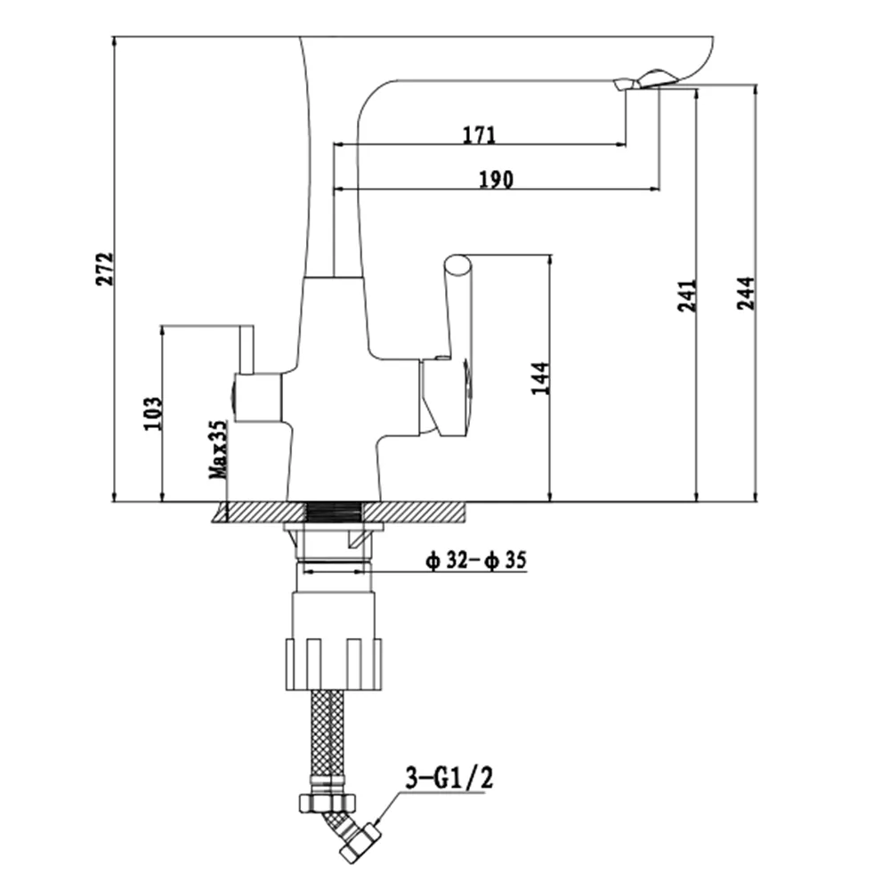 Смеситель для кухни с подключением фильтра GranFest 3223, топаз