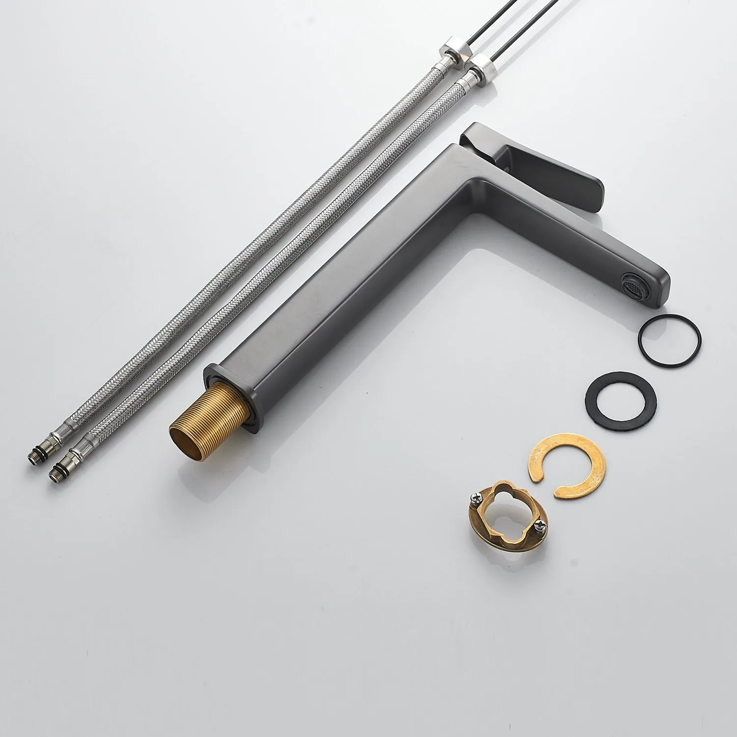 Смеситель для раковины высокий  Raffine F1199T, оружейная сталь