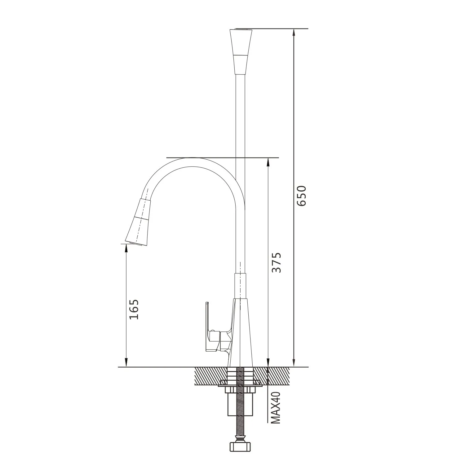 Смеситель для кухни с гибким изливом Shevanik S543H-3, черный