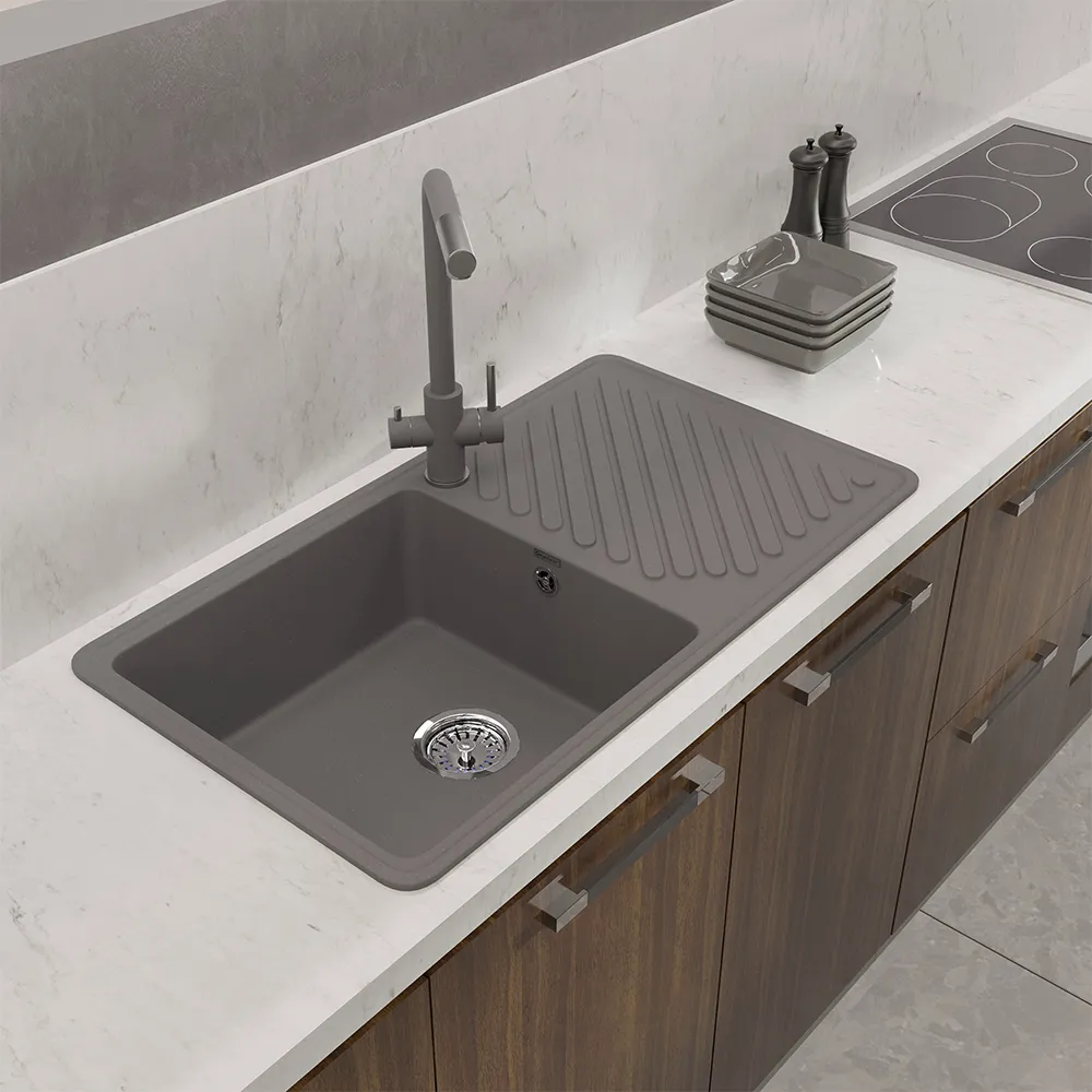 Смеситель для кухни с подключением фильтра GranFest Z-5421, темно-серый