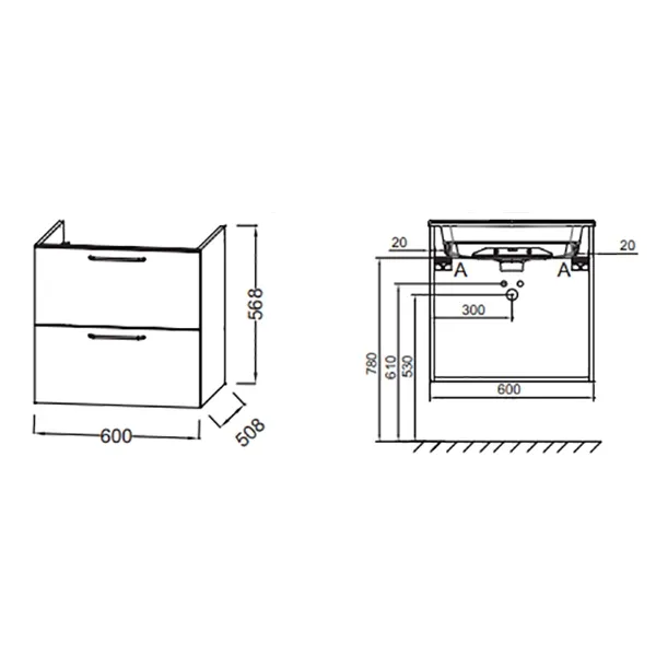 EB2520-R5-N18+EXBA112-Z-00 Комплект ODEON RIVE Мебель для раковины-столешницы, 60 см с раковиной EXBA112-Z-00