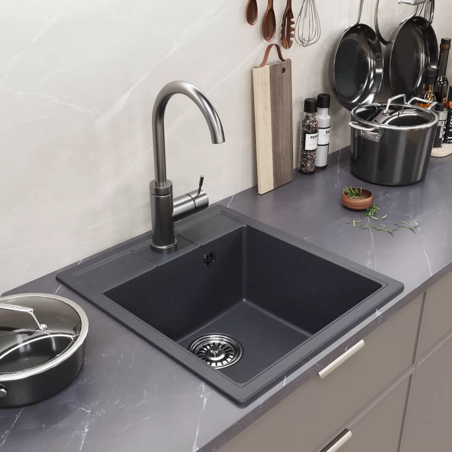 Мойка MIXLINE ML-GM28 антрацит (343)  450*500*190мм NEW (552184)