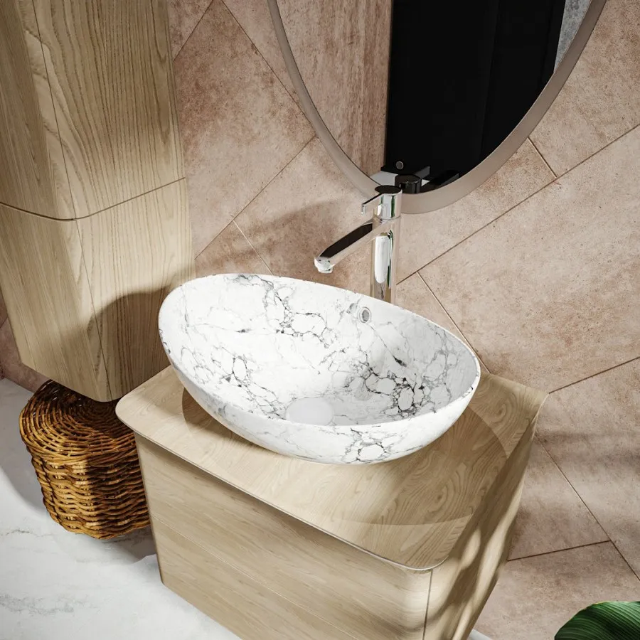 Раковина чаша Maretti EN13NS48-740MR, белый мрамор