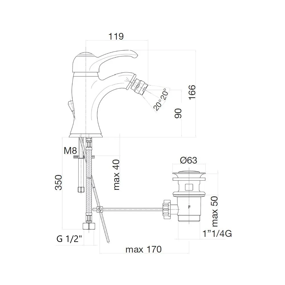 Смеситель для биде Webert Aurora AU840102015, хром
