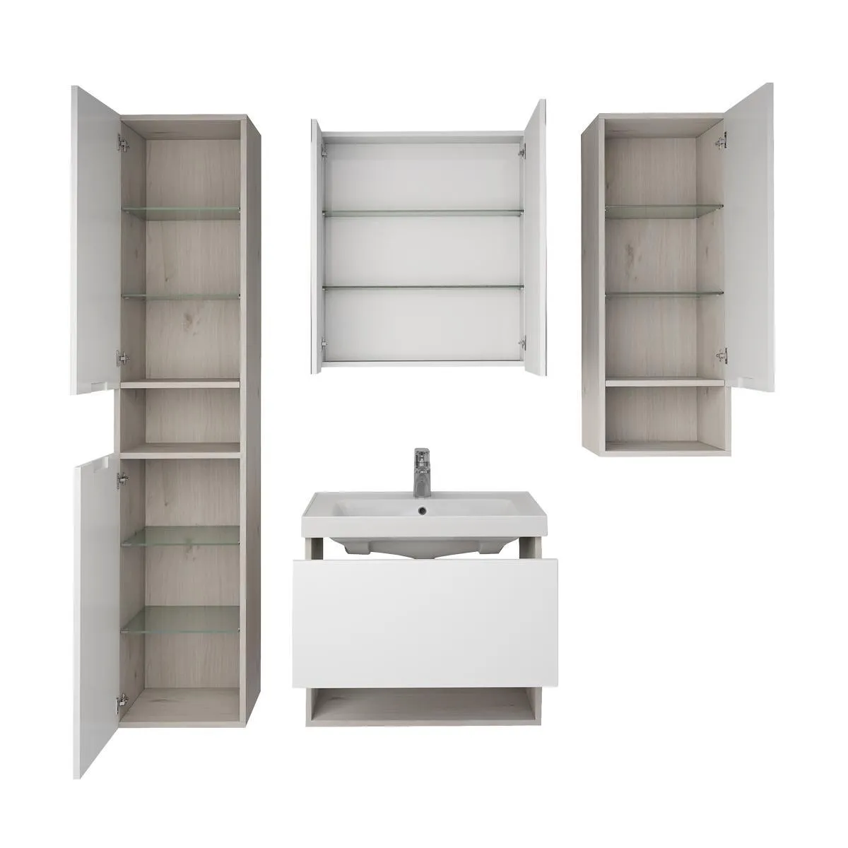 Тумба под раковину подвесная Dreja Perfecto 60 см, дуб эврика/белый