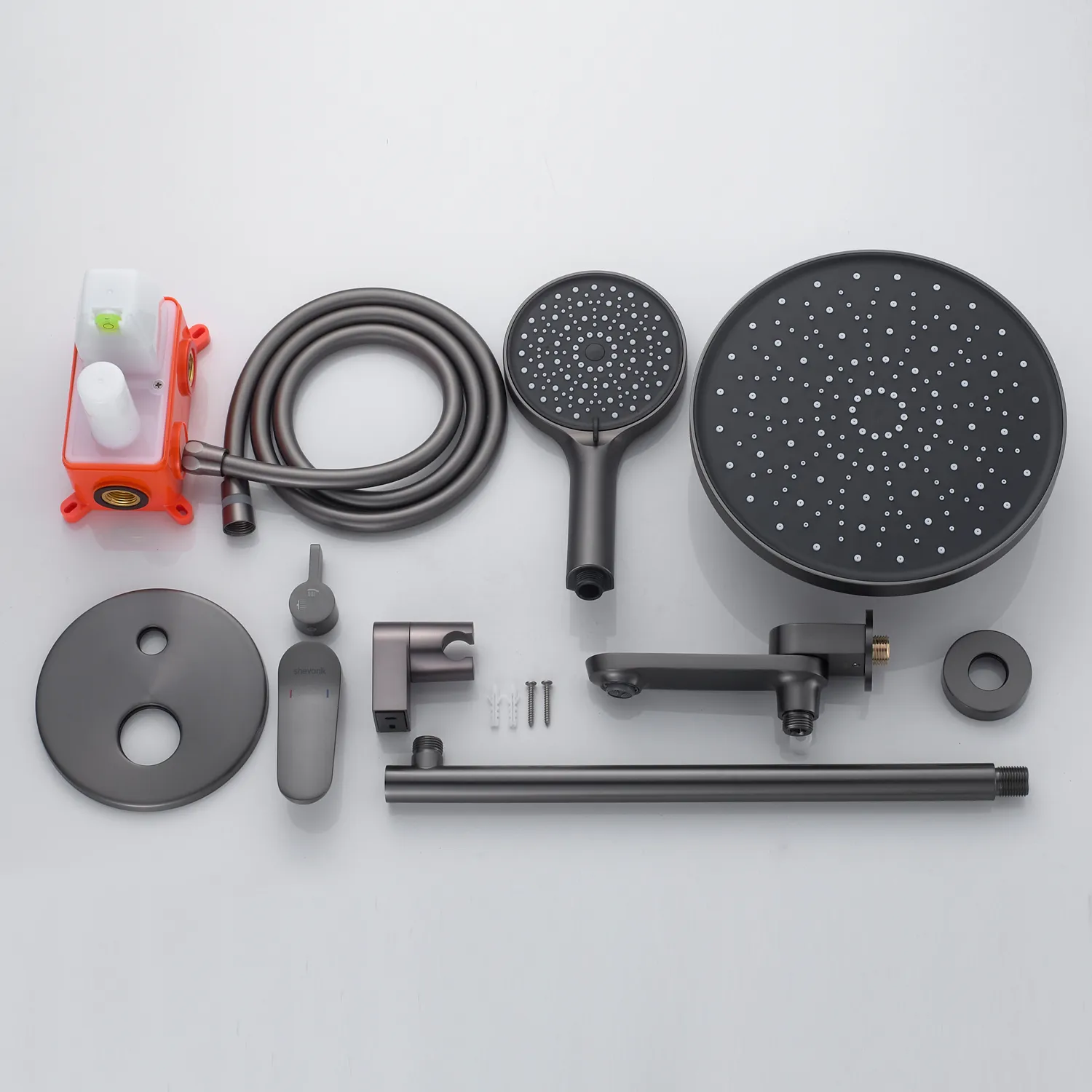 Душевая система встраиваемая Shevanik S4335T, оружейная сталь