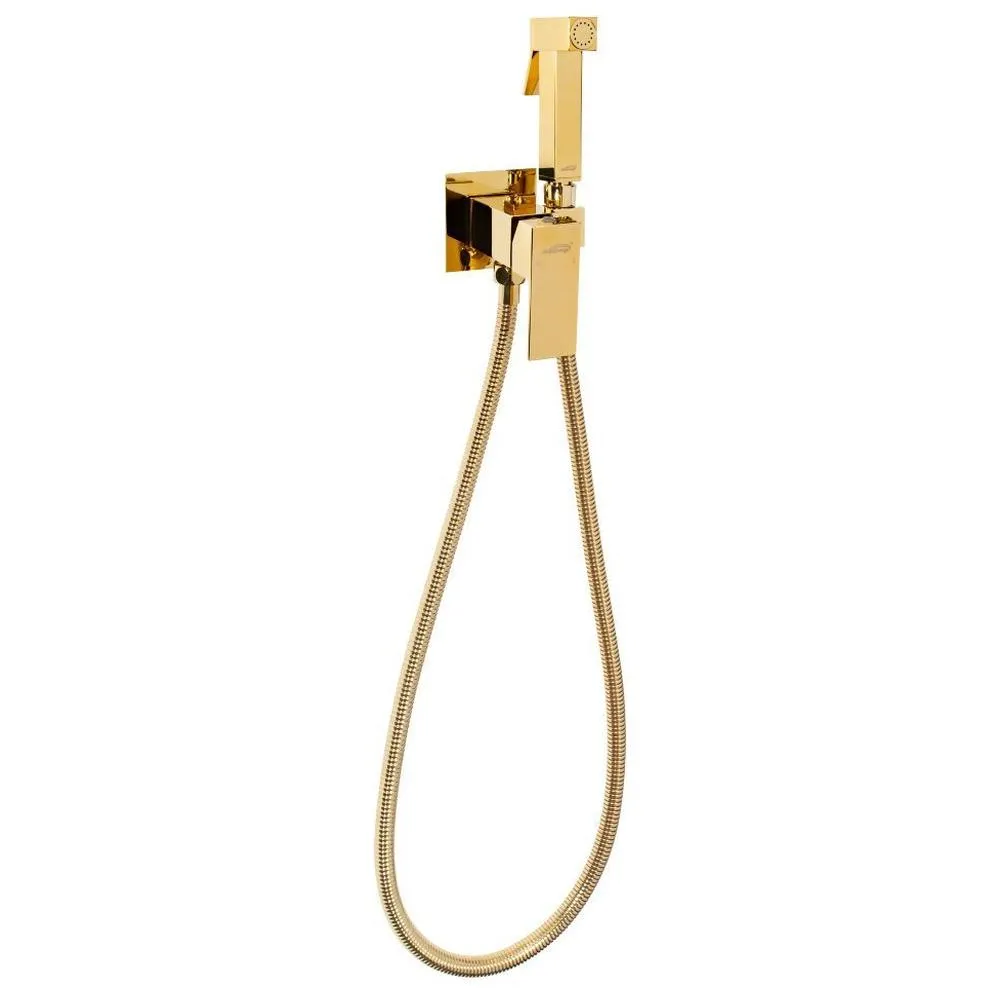 Гигиенический душ со смесителем встраиваемый Hansberge H3077GO, золото