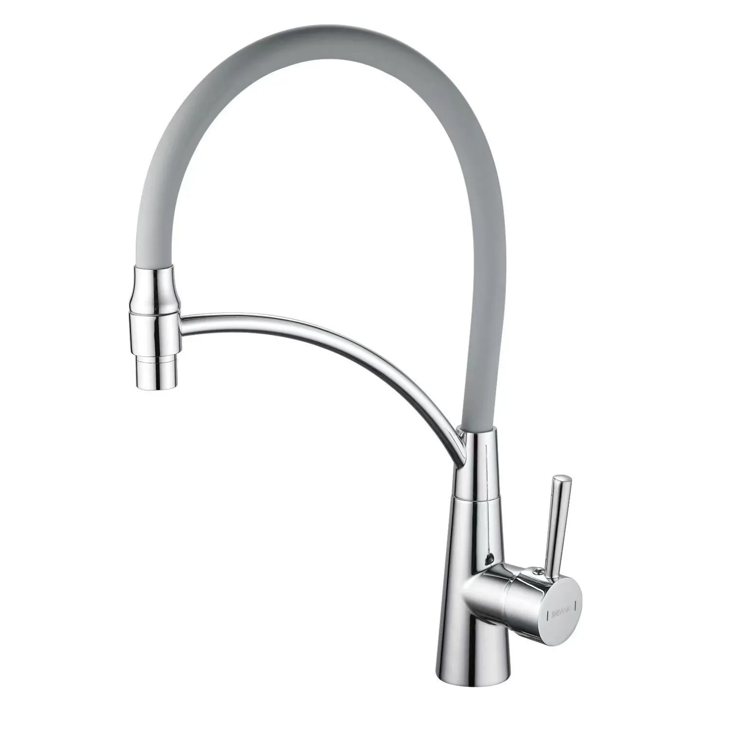 Смеситель для кухни с гибким изливом Shevanik S743-9, хром/серый