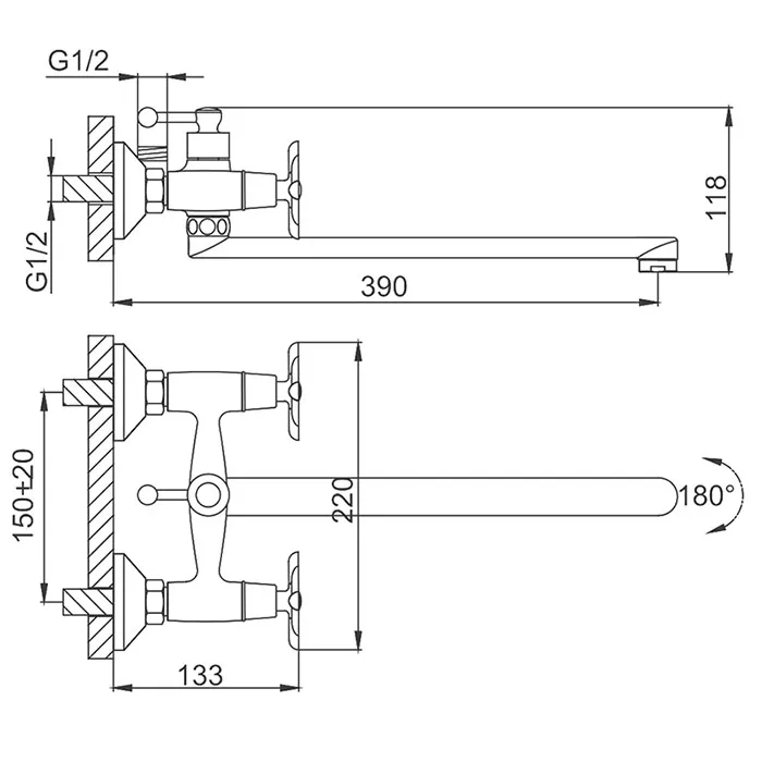 Смеситель для ванны FRUD R22601, хром