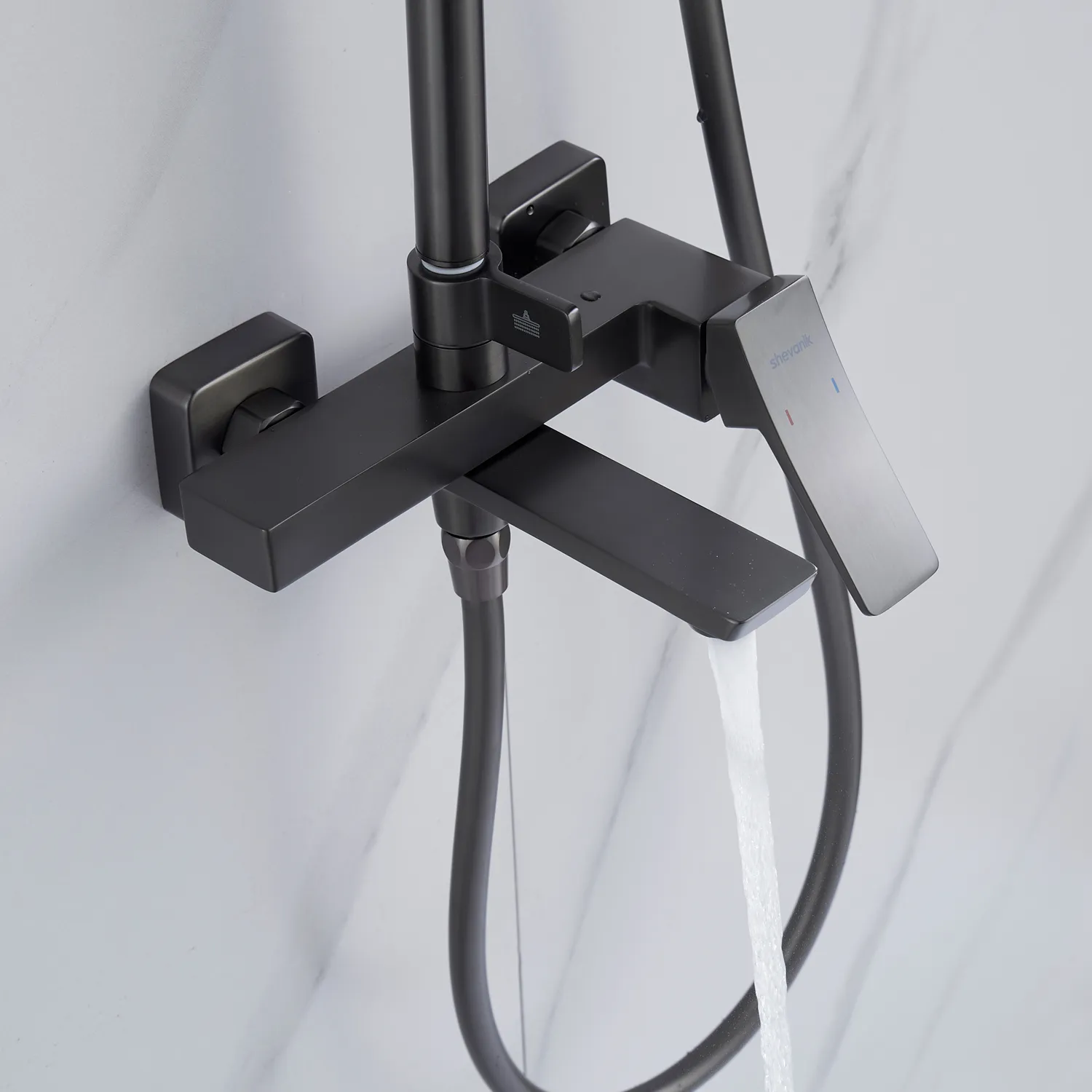 Душевая система Shevanik S4436T, оружейная сталь