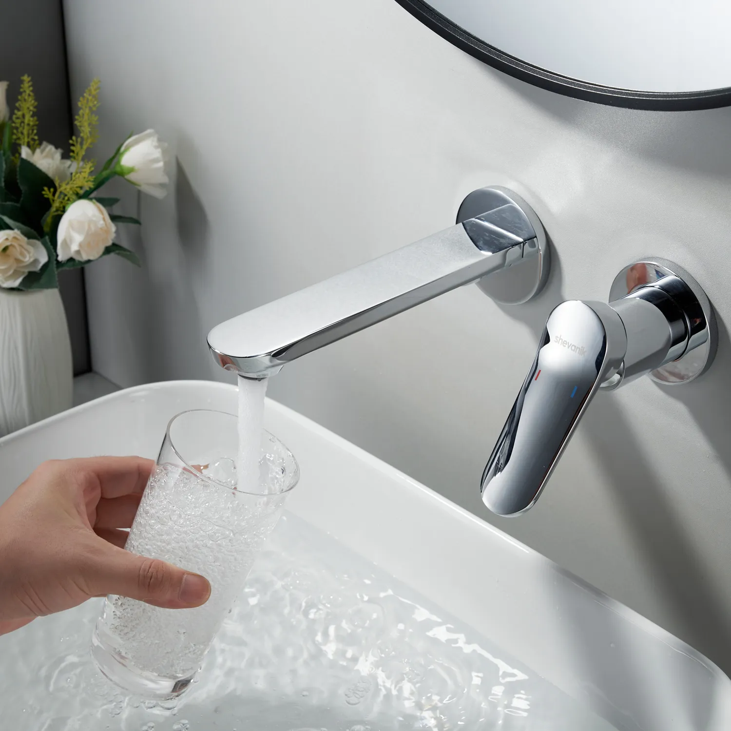 Смеситель для раковины встраиваемый Shevanik S4341, хром