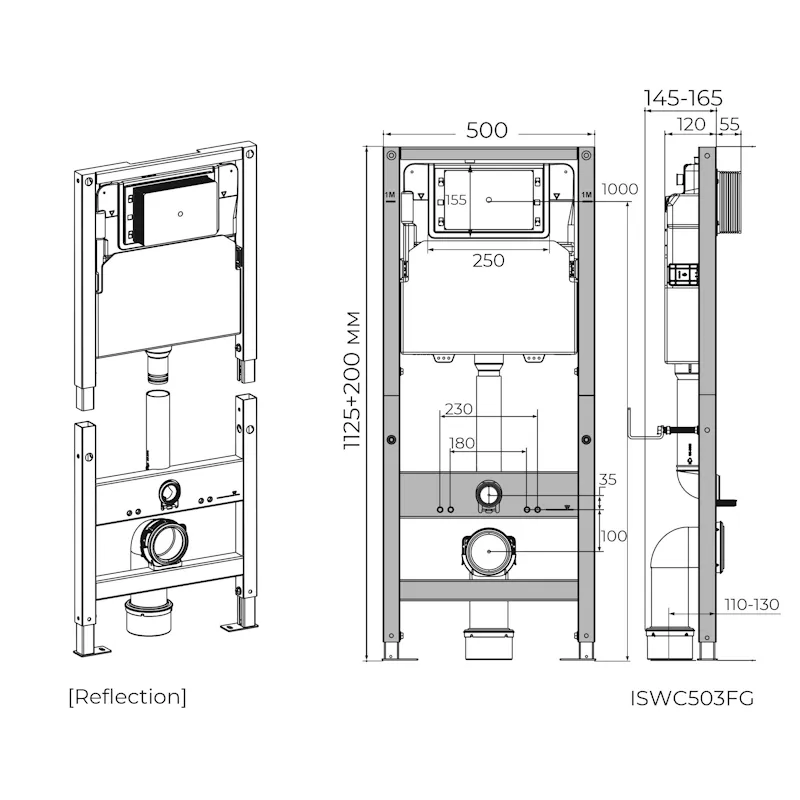 Инсталляция для подвесного унитаза Knotlor ISWC503FG, бирюзовый