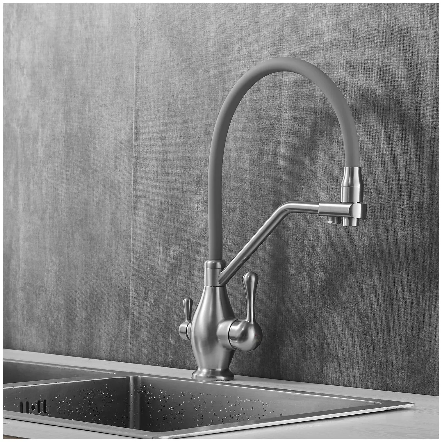 Смеситель для кухни Rose R858L, сатин