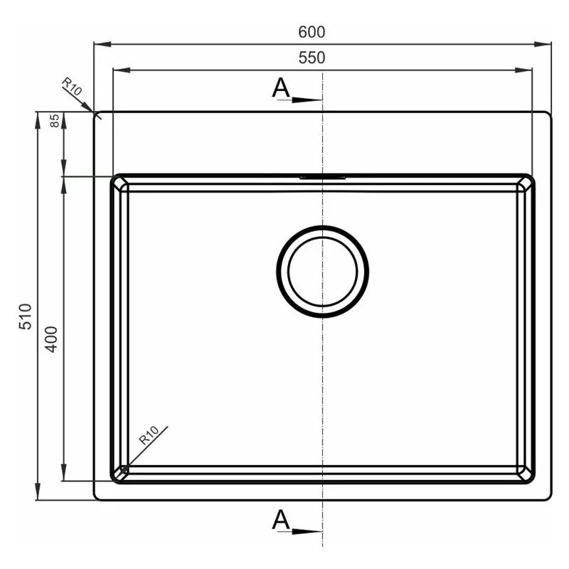 Кухонная мойка Florentina ЛОГИКА-НМ LHM.600.510.B.10.S.10, нержавеющая сталь