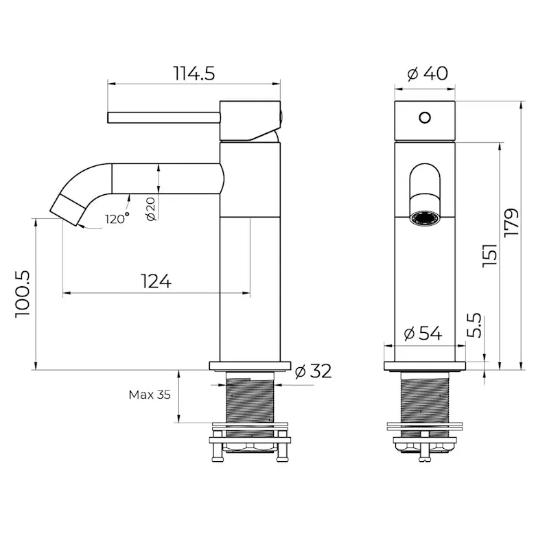 Cмеситель для раковины Knotlor SS-20/RB, бронза