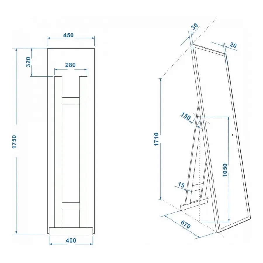 Зеркало Maretti Umbria UM1445175P18EL 45x175 см