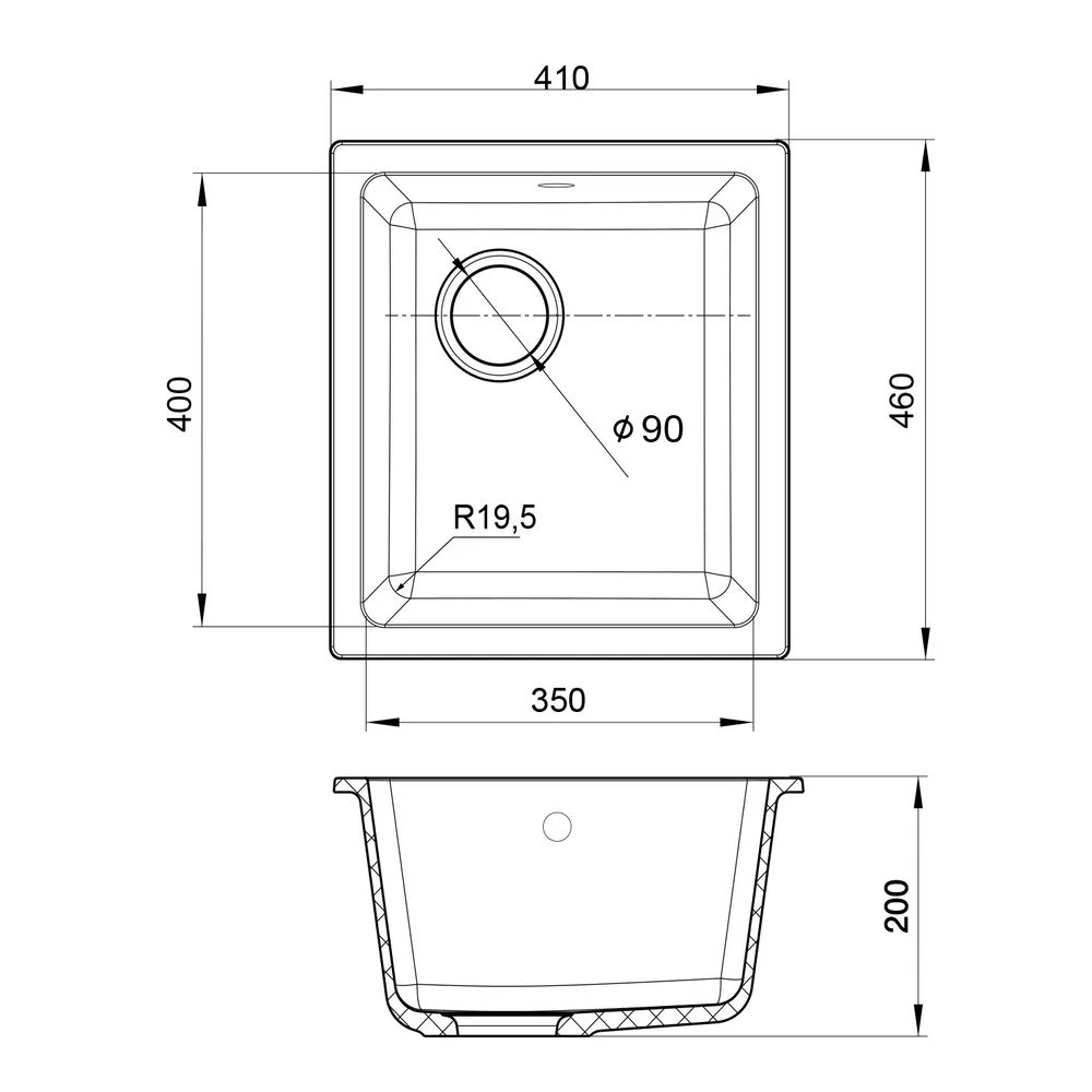 Кухонная мойка Rivelato BERKANA BK-35, иней