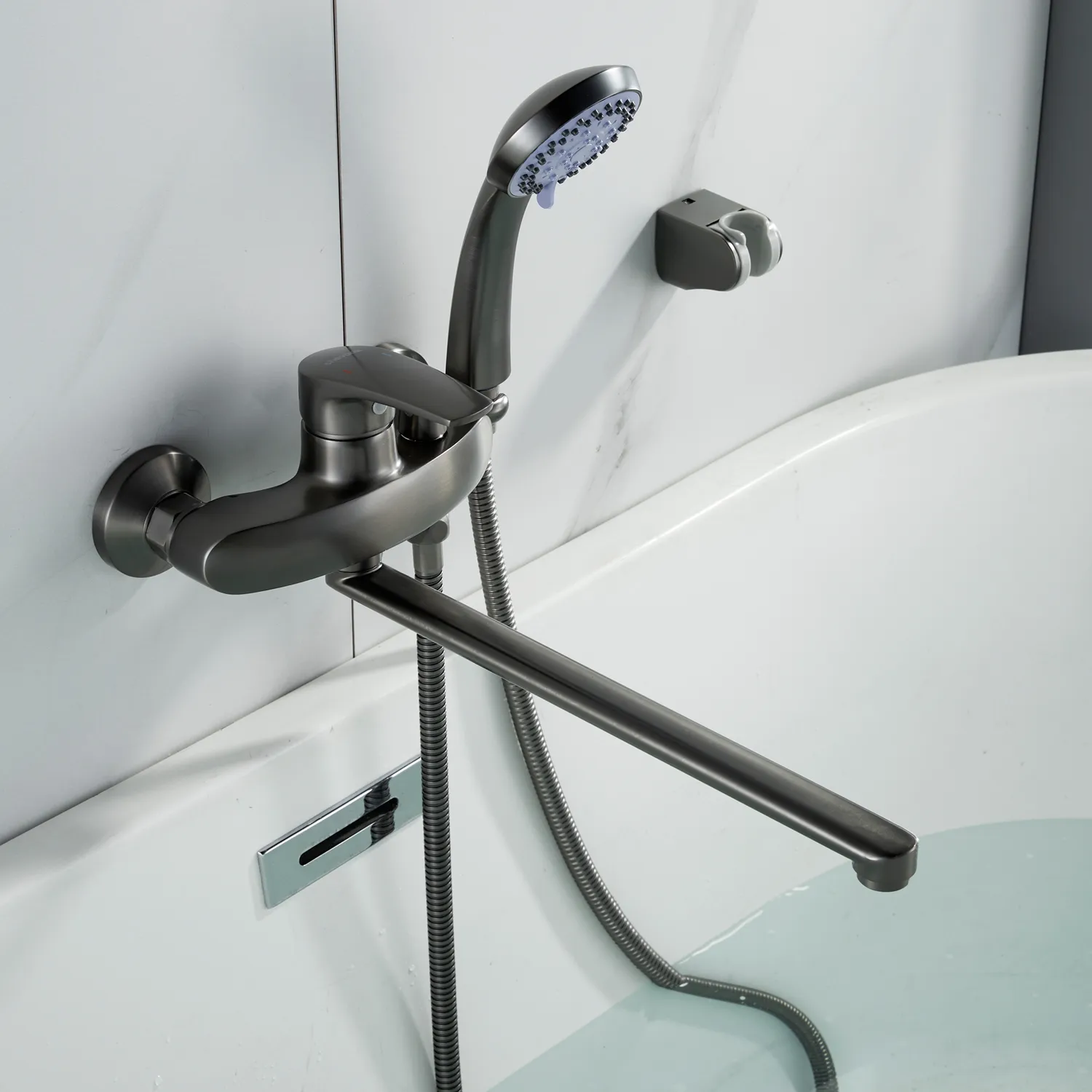 Смеситель для ванны Shevanik S5072T, оружейная сталь