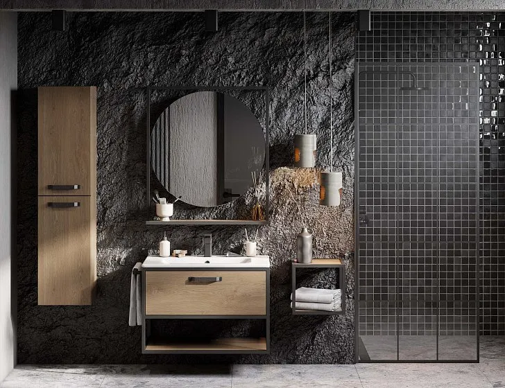 Зеркало Aquaton Лофт Фабрик 80 дуб эндгрейн