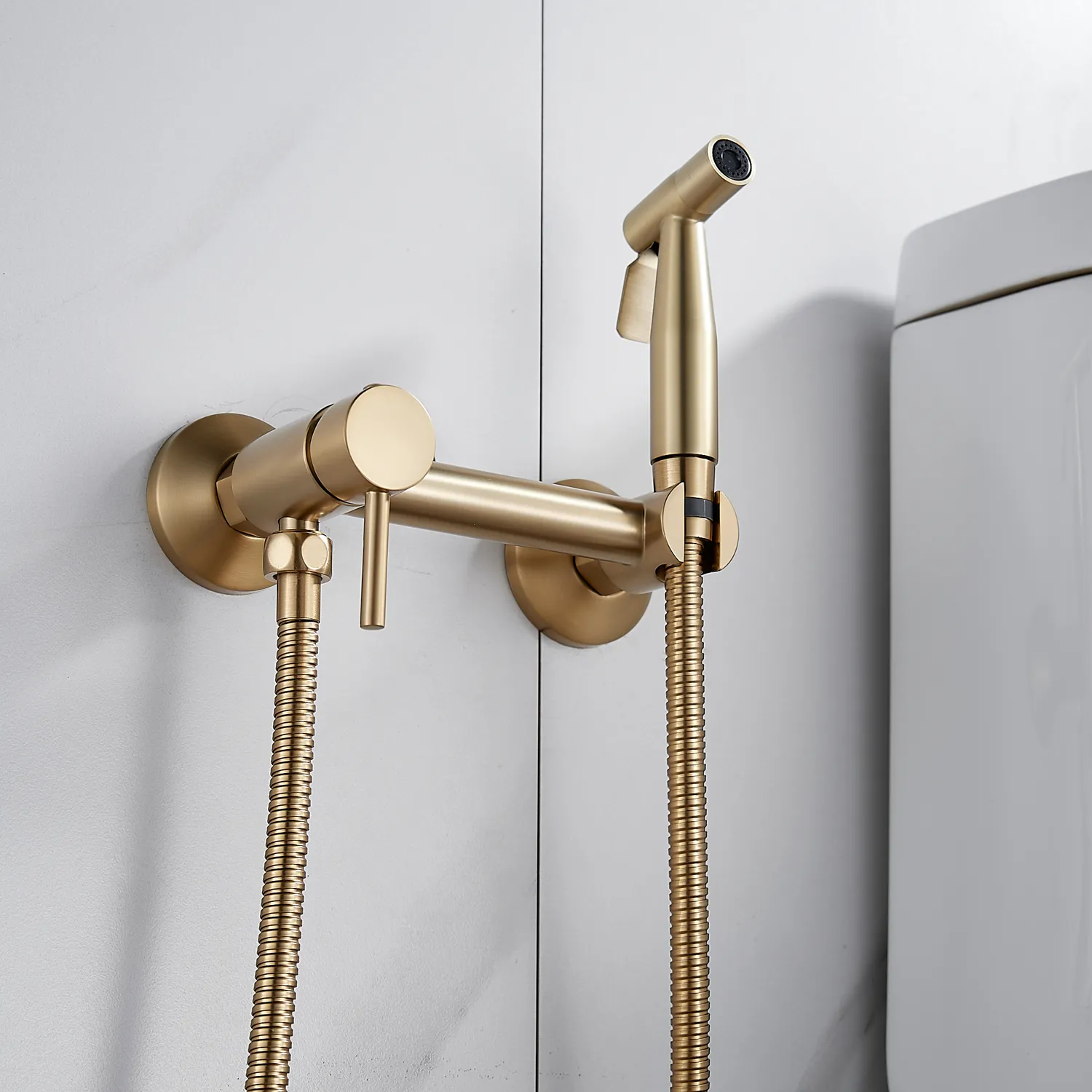 Гигиенический душ со смесителем Shevanik S107G, золотой сатин