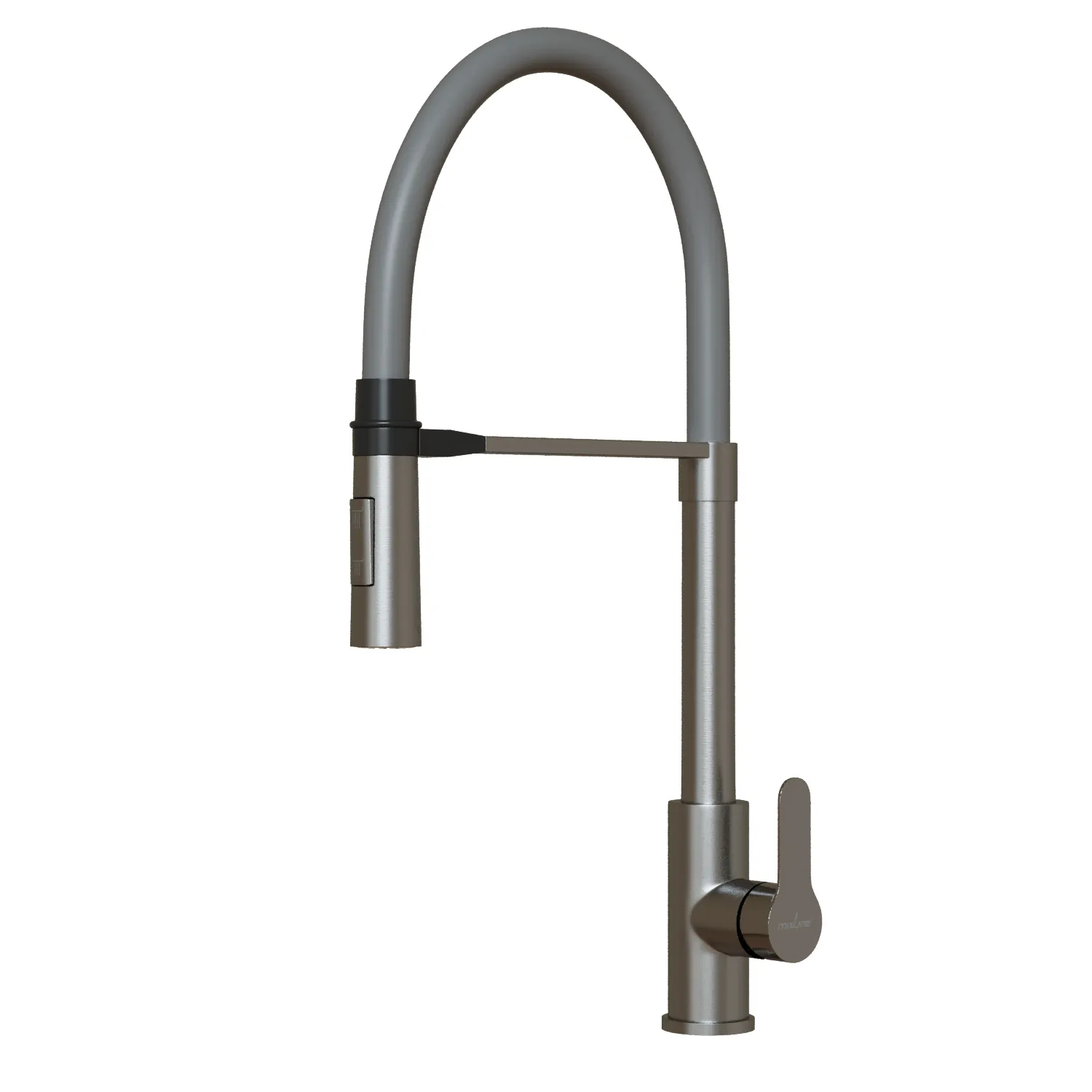 Смеситель для кухни 35k MIXLINE МЛНС-0402 (MLSS-0402) серый гибкий излив магнит, п/гайку САТИН (556018)