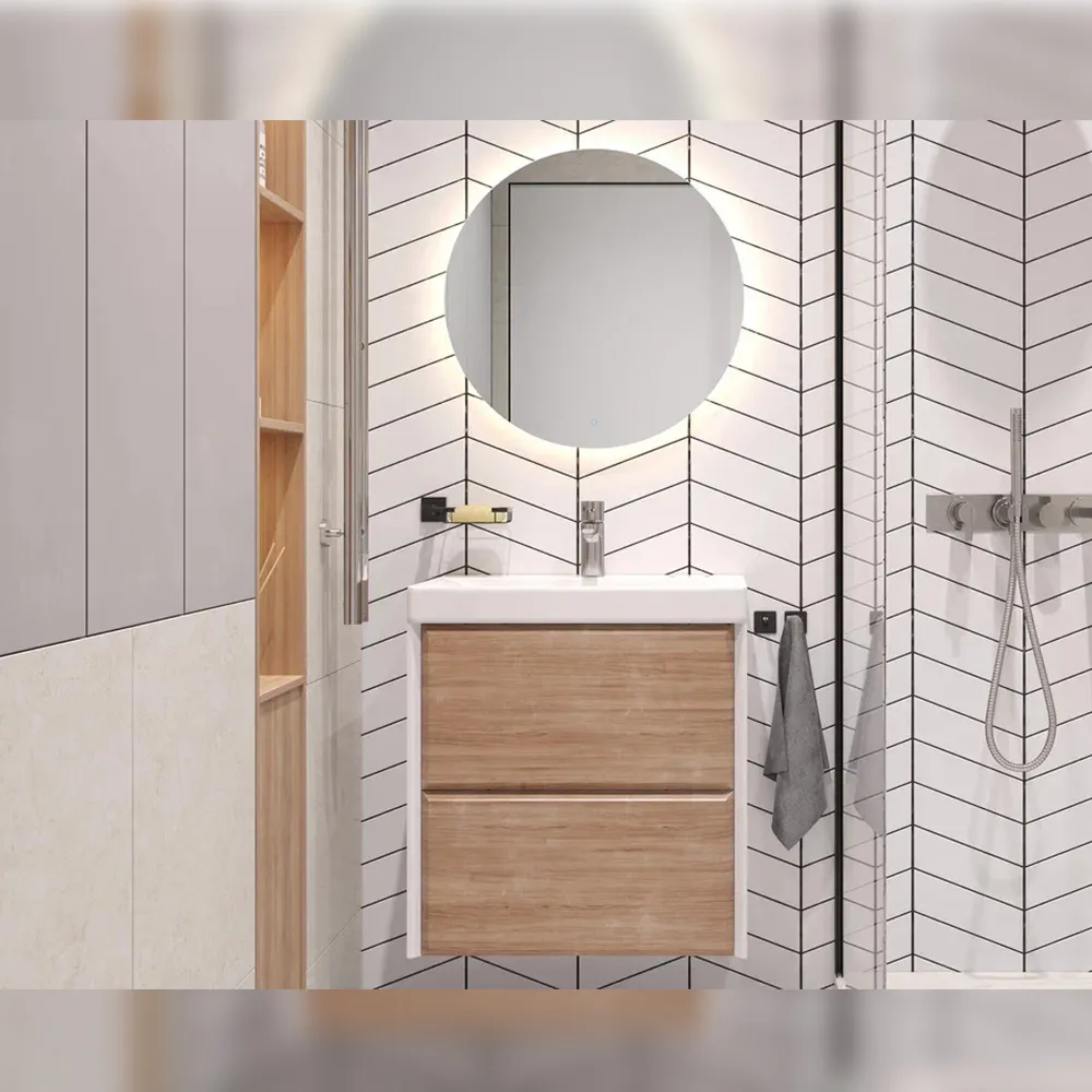 Тумба с раковиной подвесная Velvex Gesso tp.GES.9696.60.2Y белый матовый/дуб сонома, 60 см