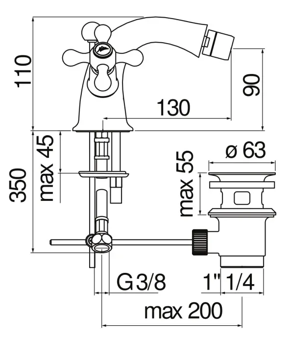 Смеситель для биде Nobili GRAZIA GRC5119/6GDP Royal gold золото