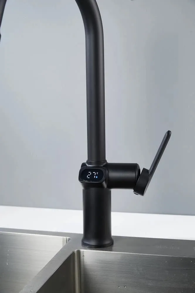 Смеситель для кухни с индикатором температуры Knotlor KN-100/BL, черный