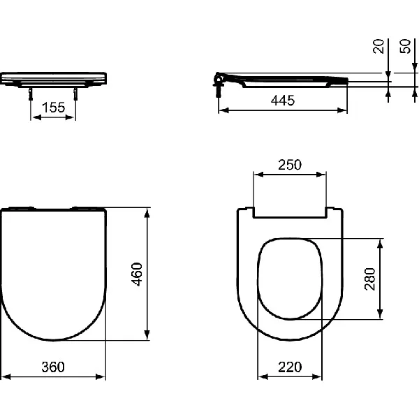 Сиденье с крышкой для унитаза Ideal Standard BLEND CURVE SANDWICH тонкое с микролифтом T520801