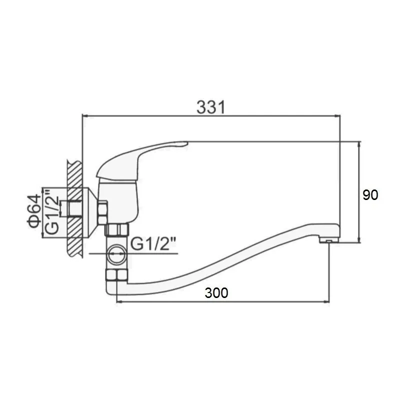 Смеситель для ванны D-Lin D140628, хром