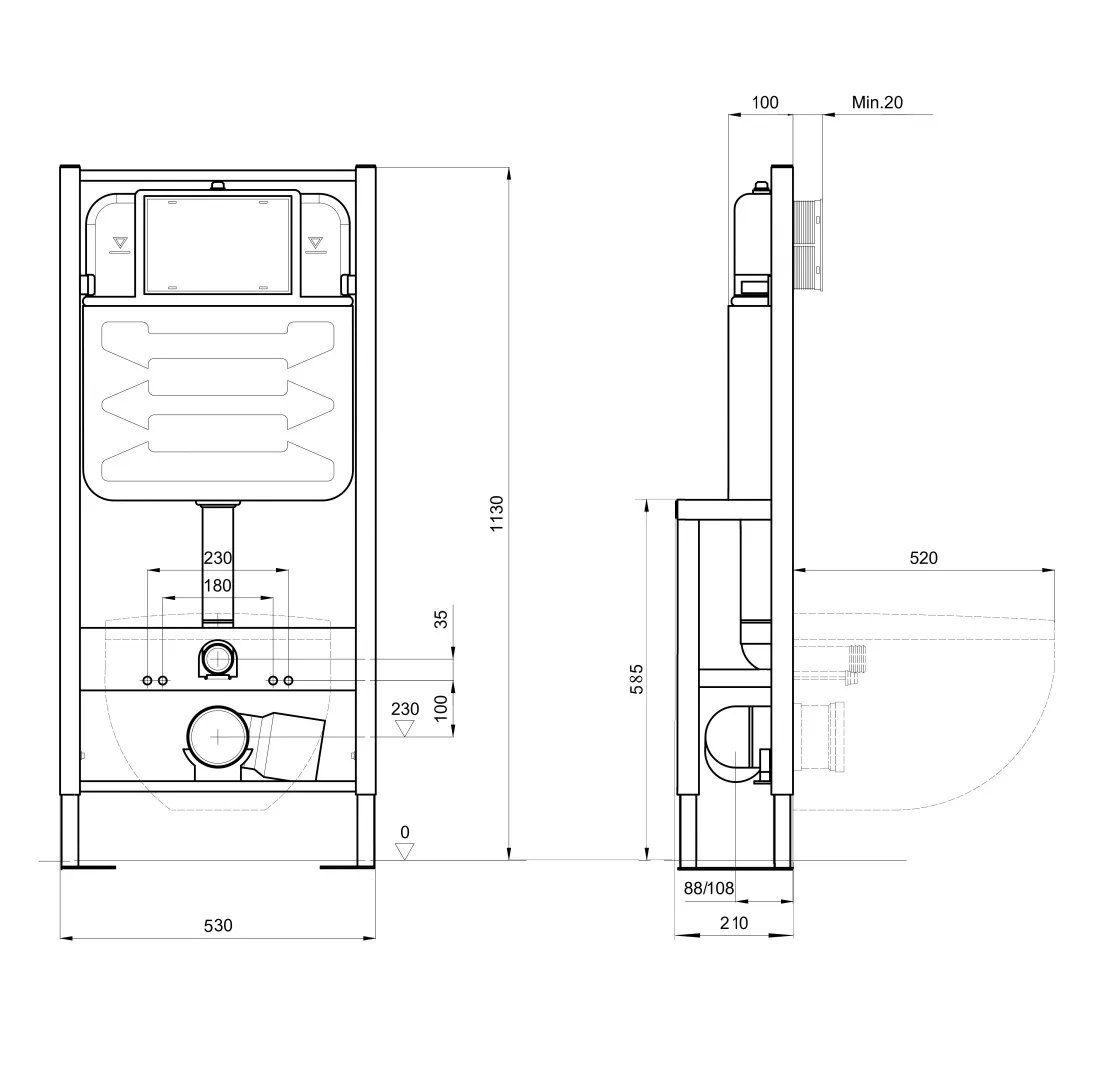 Set AQUATEK ЕВРОПА-014 3в1 (рама AQUATEK INS-0000016 отдельностоящая +кнопкаKDI-0000014+унитаз ЕВРОПА AQ1106-00 с крышкой-сиденьем