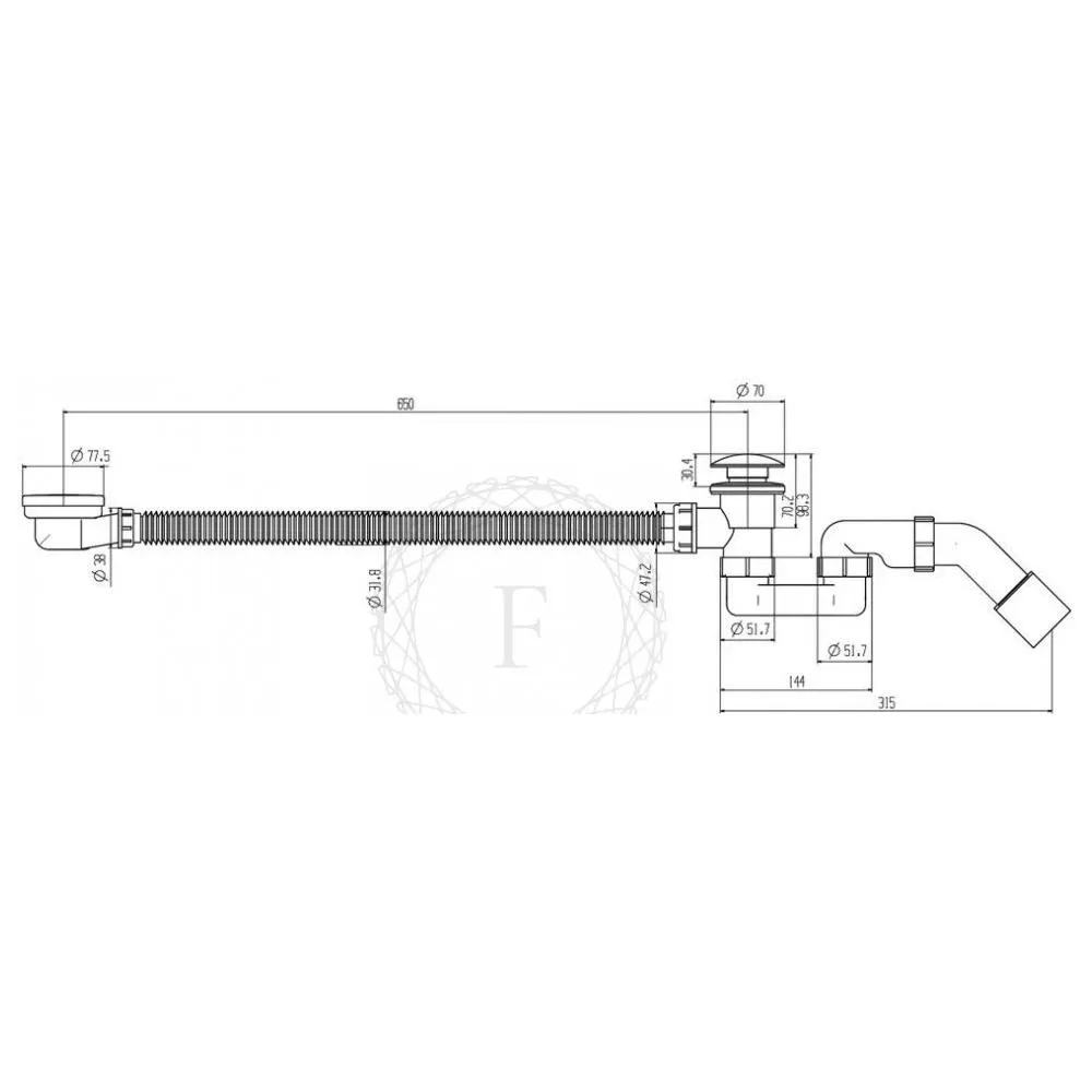 Слив-перелив (автомат, 90 см.) FILARETE FL90BL, черный